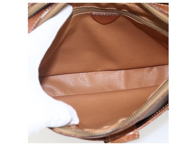 Céline Borsa a Spalla in Tela Macadam CELINE in Pelle PVC Marrone Oro Auth 173557 D'oro - vista 11