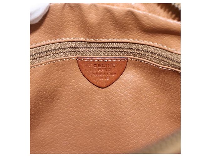Céline Borsa a Spalla in Tela Macadam CELINE in Pelle PVC Marrone Oro Auth 173557 D'oro - vista 12