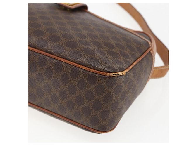 Céline Borsa a Spalla in Tela Macadam CELINE in Pelle PVC Marrone Oro Auth 173557 D'oro - vista 14