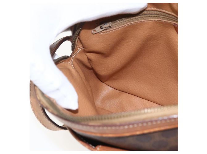 Céline Borsa a Spalla in Tela Macadam CELINE in Pelle PVC Marrone Oro Auth 173557 D'oro - vista 19