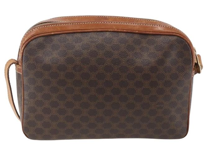 Céline Borsa a Spalla in Tela Macadam CELINE in Pelle PVC Marrone Oro Auth 173557 D'oro - vista 2