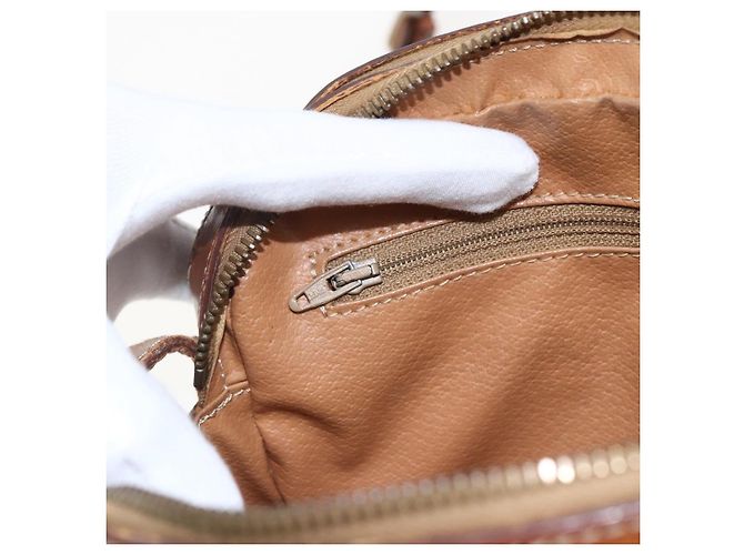 Céline Borsa a Spalla in Tela Macadam CELINE in Pelle PVC Marrone Oro Auth 173557 D'oro - vista 20