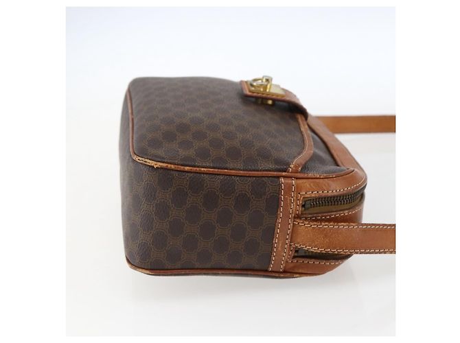 Céline Borsa a Spalla in Tela Macadam CELINE in Pelle PVC Marrone Oro Auth 173557 D'oro - vista 4