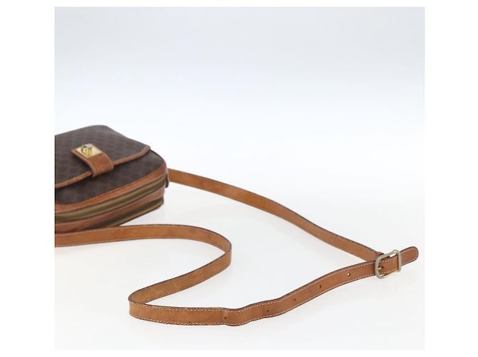 Céline Borsa a Spalla in Tela Macadam CELINE in Pelle PVC Marrone Oro Auth 173557 D'oro - vista 7
