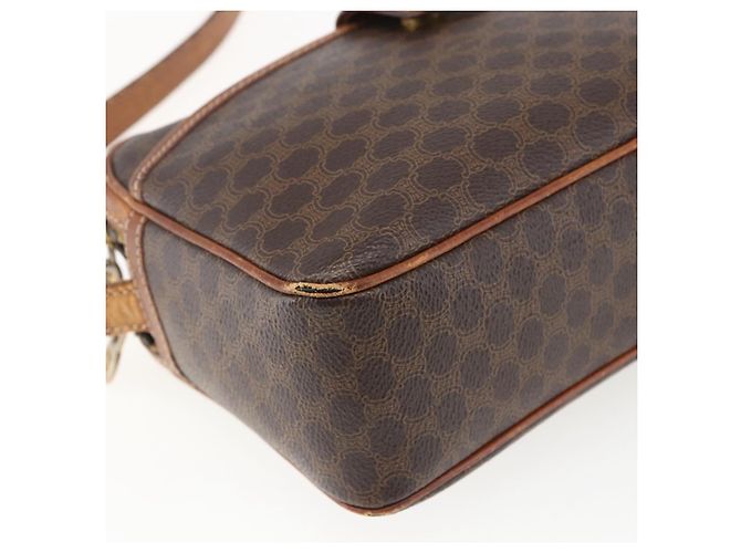 Céline Borsa a Spalla in Tela Macadam CELINE in Pelle PVC Marrone Oro Auth 173557 D'oro - vista 9