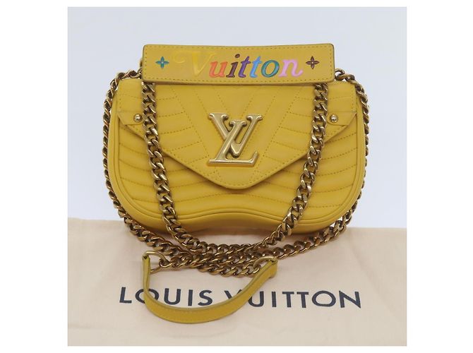 LOUIS VUITTON Borsa a Spalla New Wave Chain PM Pelle Gialla LV Auth 60852SAV Giallo - vista 12