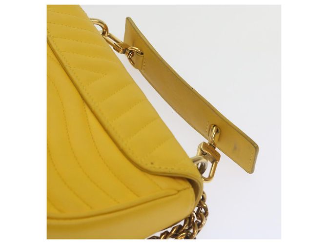 LOUIS VUITTON Borsa a Spalla New Wave Chain PM Pelle Gialla LV Auth 60852SAV Giallo - vista 15