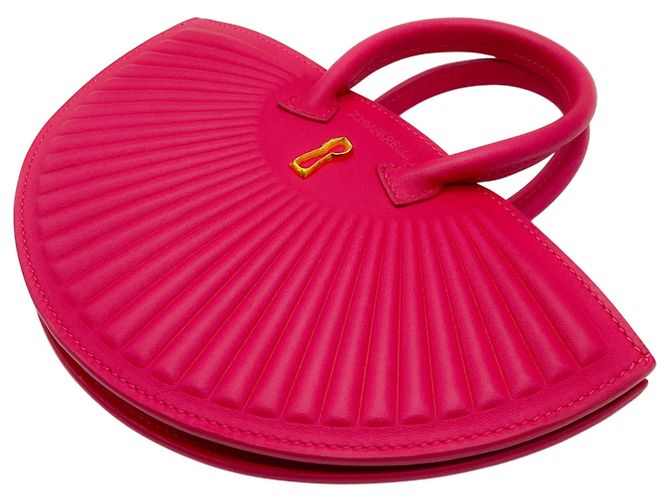 Bolsa de leque de couro rosa choque Schiaparelli - vista 2