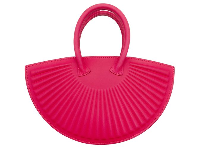 Bolsa de leque de couro rosa choque Schiaparelli - vista 3