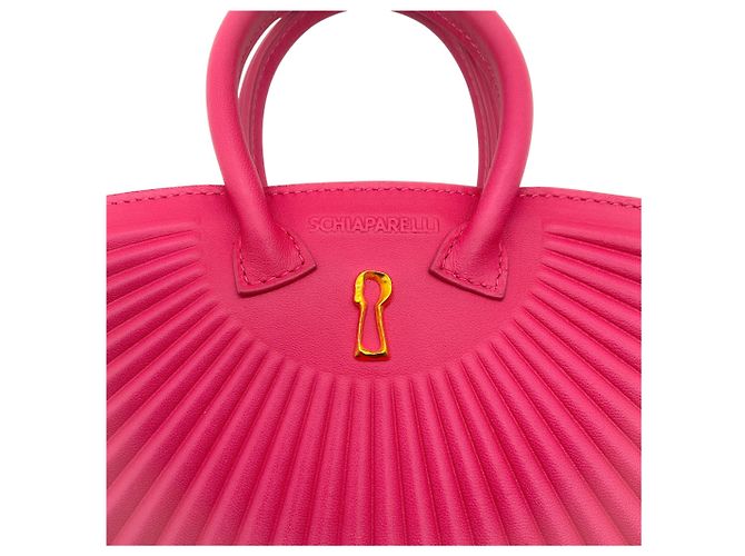 Bolsa de leque de couro rosa choque Schiaparelli - vista 4