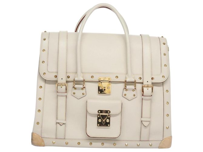 LOUIS VUITTON Borsa a Mano Suhari Extravagan in Pelle Bianca M91803 LV Auth 115974SM Bianco - vista 2