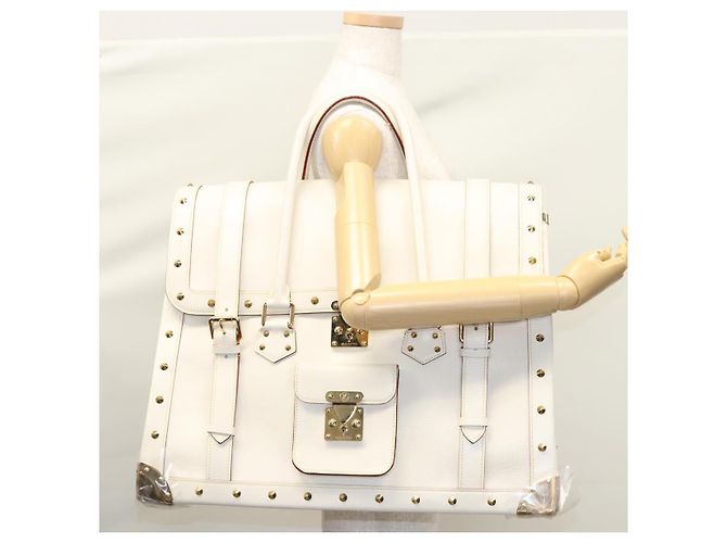 LOUIS VUITTON Borsa a Mano Suhari Extravagan in Pelle Bianca M91803 LV Auth 115974SM Bianco - vista 31