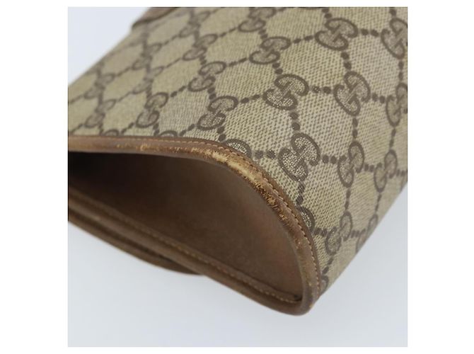 GUCCI GG Supreme Web Sherry Line Clutch Bag PVC Beige Oro 89 01 030 Auth 170838 D'oro - vista 11