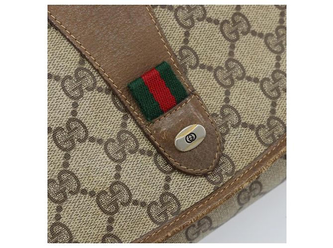 GUCCI GG Supreme Web Sherry Line Clutch Bag PVC Beige Oro 89 01 030 Auth 170838 D'oro - vista 12