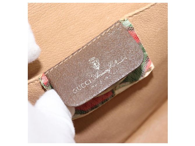 GUCCI GG Supreme Web Sherry Line Clutch Bag PVC Beige Oro 89 01 030 Auth 170838 D'oro - vista 15