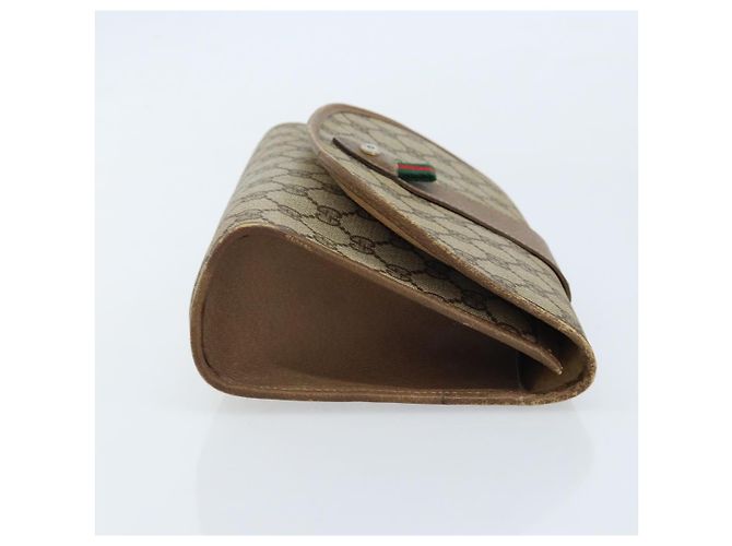 GUCCI GG Supreme Web Sherry Line Clutch Bag PVC Beige Oro 89 01 030 Auth 170838 D'oro - vista 4
