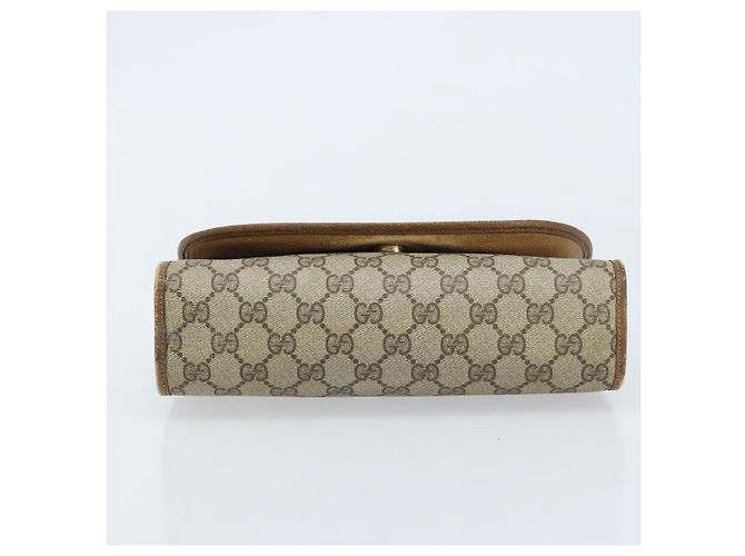 GUCCI GG Supreme Web Sherry Line Clutch Bag PVC Beige Oro 89 01 030 Auth 170838 D'oro - vista 7
