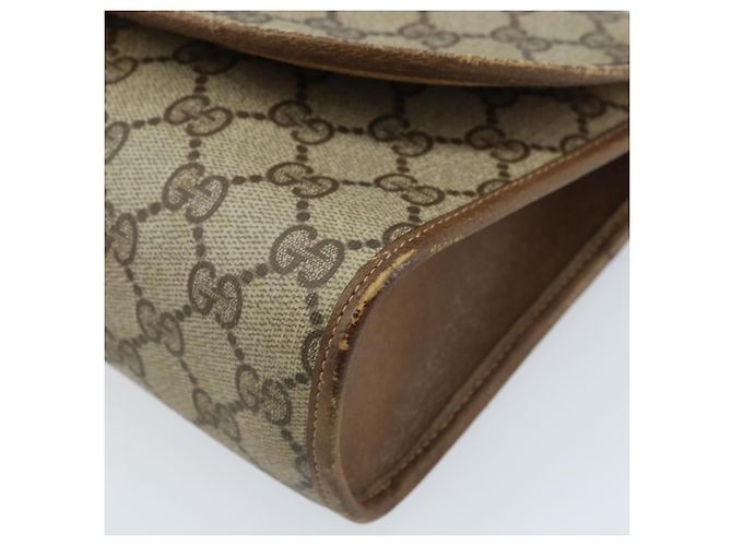 GUCCI GG Supreme Web Sherry Line Clutch Bag PVC Beige Oro 89 01 030 Auth 170838 D'oro - vista 8