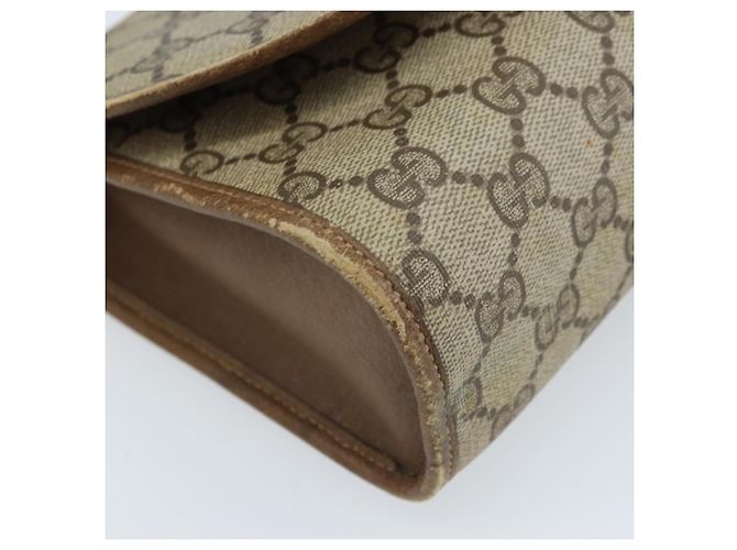 GUCCI GG Supreme Web Sherry Line Clutch Bag PVC Beige Oro 89 01 030 Auth 170838 D'oro - vista 9