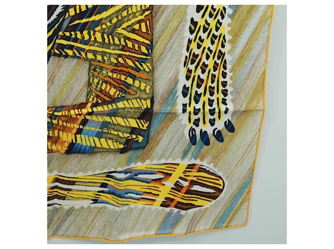 Hermès HERMES Sciarpa Carré 90 "LE CHAT CARRE" Sete Beige Auth 172015SAM - vista 10