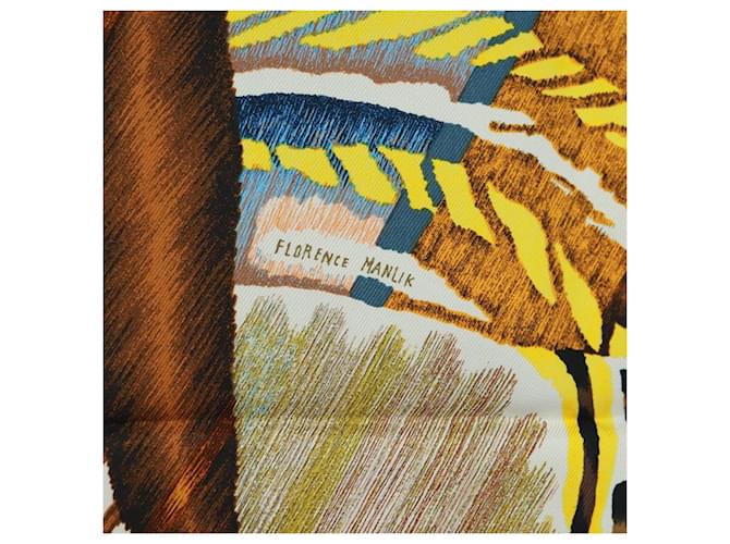 Hermès HERMES Sciarpa Carré 90 "LE CHAT CARRE" Sete Beige Auth 172015SAM - vista 12