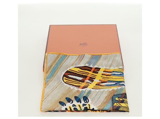 Hermès HERMES Sciarpa Carré 90 "LE CHAT CARRE" Sete Beige Auth 172015SAM - vista 16