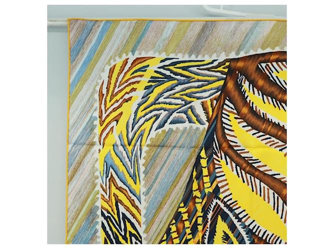 Hermès HERMES Sciarpa Carré 90 "LE CHAT CARRE" Sete Beige Auth 172015SAM - vista 2