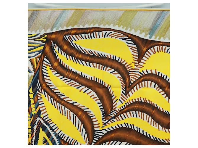 Hermès HERMES Sciarpa Carré 90 "LE CHAT CARRE" Sete Beige Auth 172015SAM - vista 3