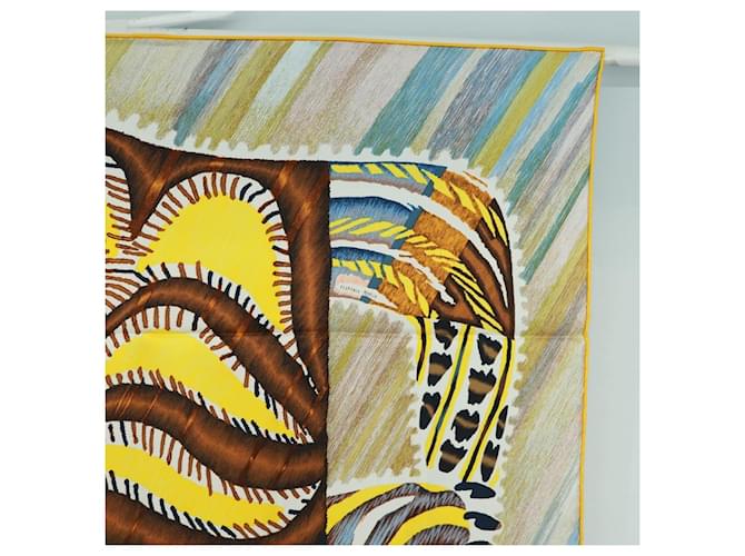 Hermès HERMES Sciarpa Carré 90 "LE CHAT CARRE" Sete Beige Auth 172015SAM - vista 4