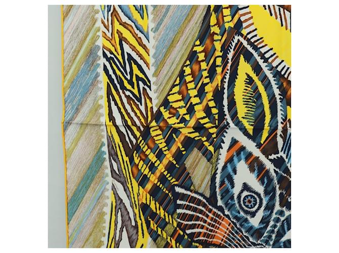 Hermès HERMES Sciarpa Carré 90 "LE CHAT CARRE" Sete Beige Auth 172015SAM - vista 5