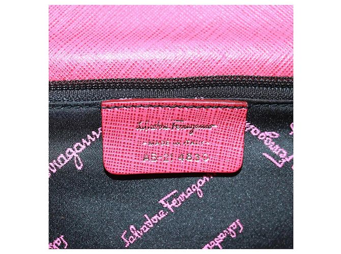 Borsa a mano in pelle Gancini Salvatore Ferragamo 2 in 1 Rosa Argento Auth 171936V - vista 11