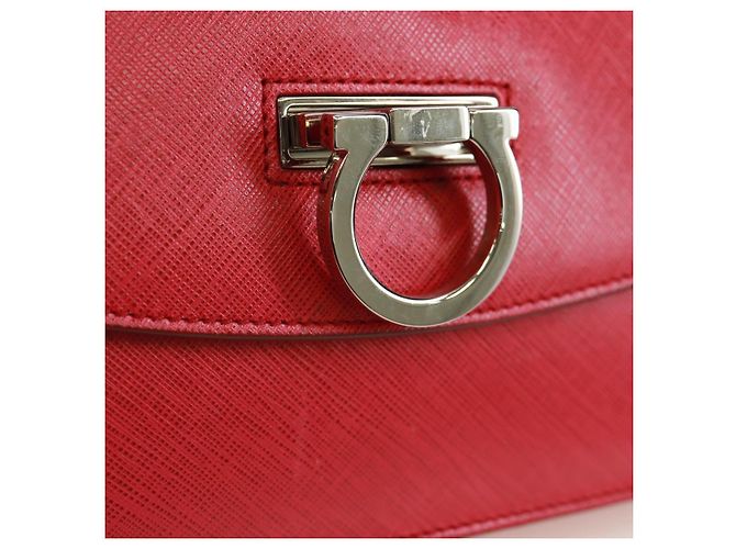 Borsa a mano in pelle Gancini Salvatore Ferragamo 2 in 1 Rosa Argento Auth 171936V - vista 20
