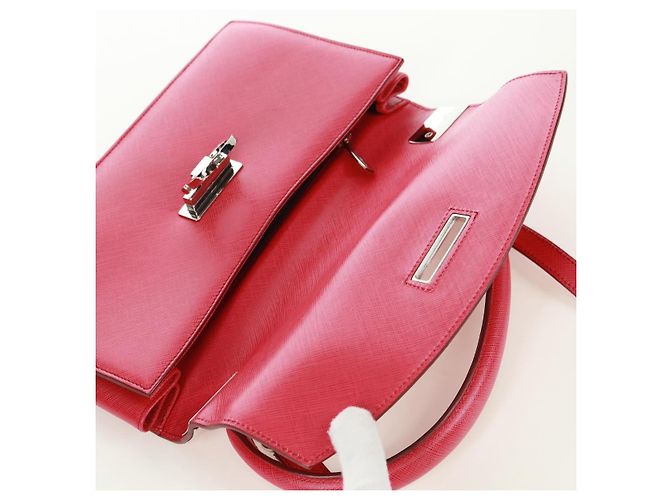 Borsa a mano in pelle Gancini Salvatore Ferragamo 2 in 1 Rosa Argento Auth 171936V - vista 21