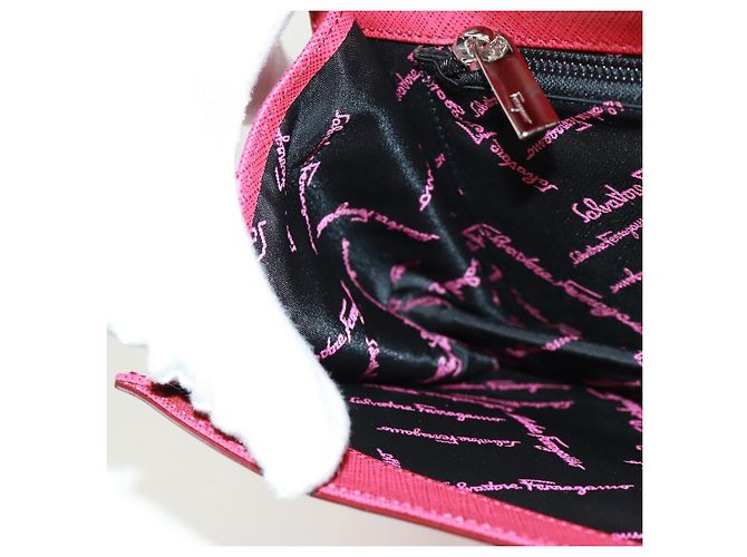 Borsa a mano in pelle Gancini Salvatore Ferragamo 2 in 1 Rosa Argento Auth 171936V - vista 24