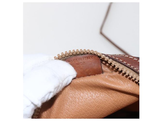 Céline Borsa a Spalla in Tela Macadam CELINE in Pelle PVC Marrone Oro Auth ka2453 D'oro - vista 12