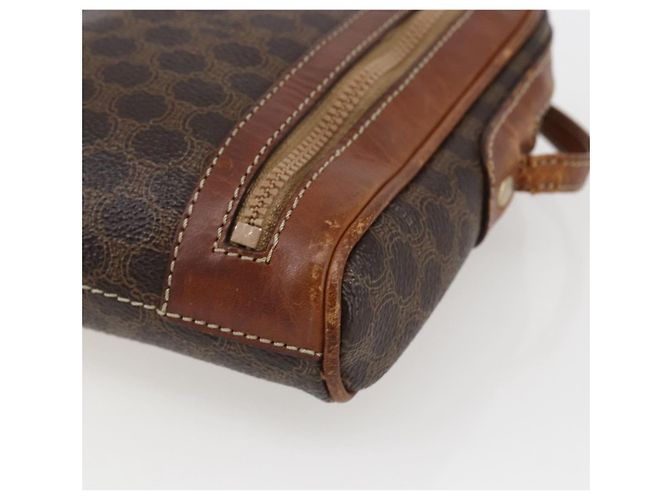 Céline Borsa a Spalla in Tela Macadam CELINE in Pelle PVC Marrone Oro Auth ka2453 D'oro - vista 15