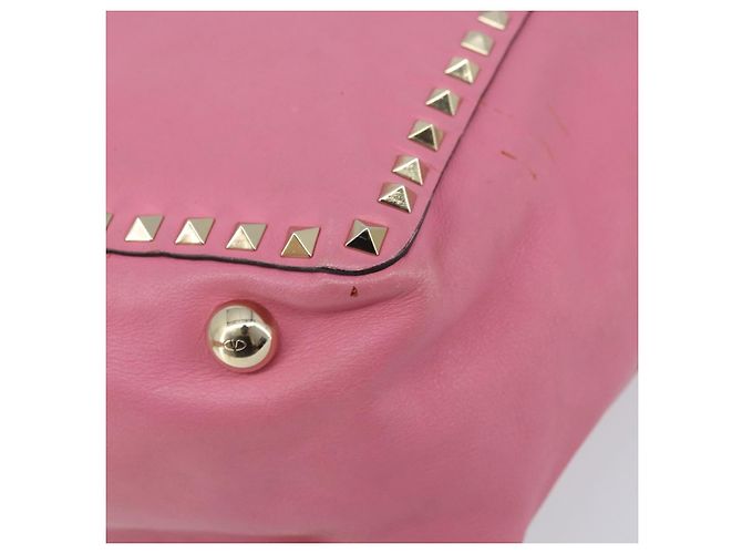 Borsa Tote Valentino Studs in pelle 2 in 1 rosa oro Auth BA10650 D'oro - vista 15