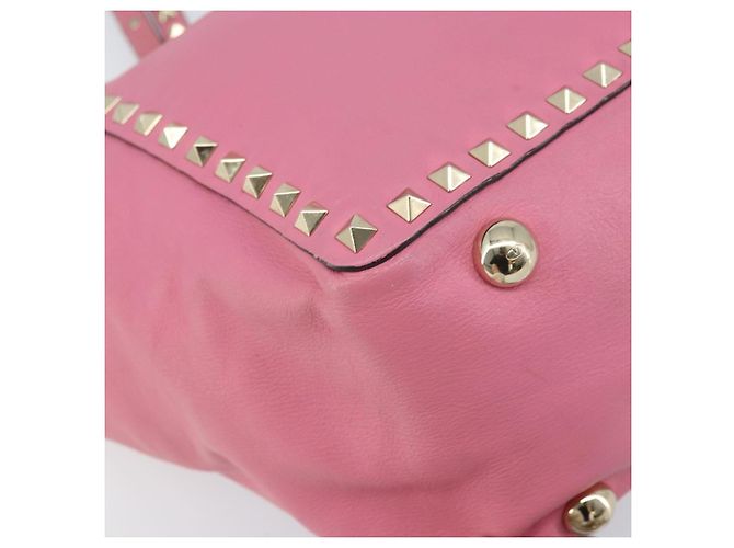 Borsa Tote Valentino Studs in pelle 2 in 1 rosa oro Auth BA10650 D'oro - vista 16