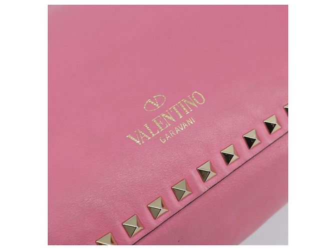 Borsa Tote Valentino Studs in pelle 2 in 1 rosa oro Auth BA10650 D'oro - vista 18
