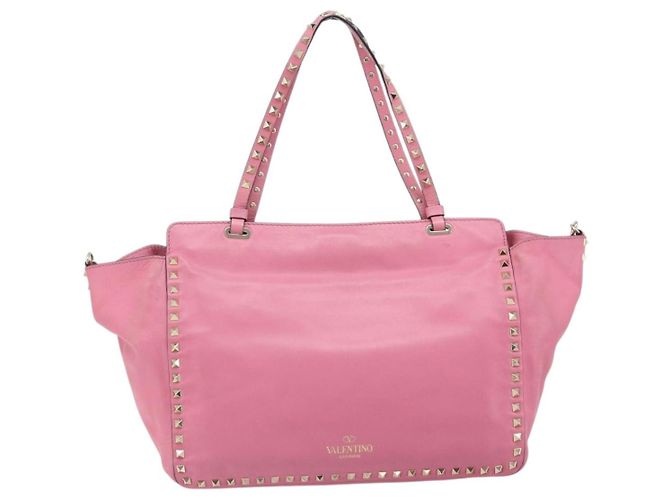 Borsa Tote Valentino Studs in pelle 2 in 1 rosa oro Auth BA10650 D'oro - vista 2