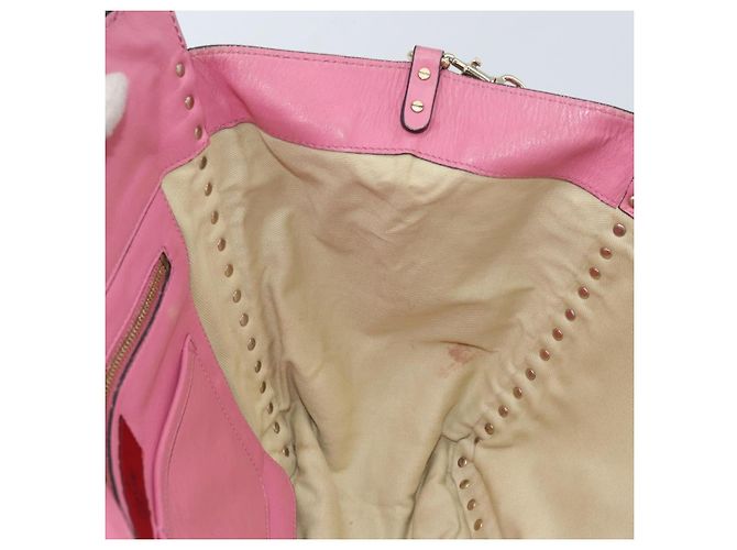 Borsa Tote Valentino Studs in pelle 2 in 1 rosa oro Auth BA10650 D'oro - vista 21