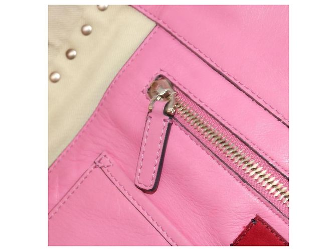 Borsa Tote Valentino Studs in pelle 2 in 1 rosa oro Auth BA10650 D'oro - vista 23