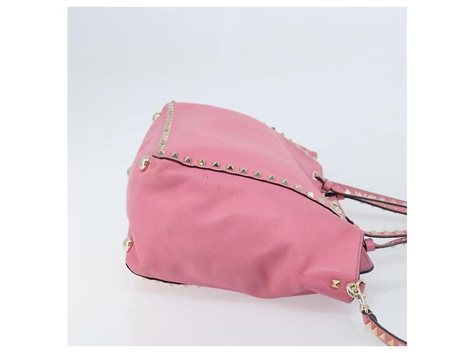 Borsa Tote Valentino Studs in pelle 2 in 1 rosa oro Auth BA10650 D'oro - vista 3
