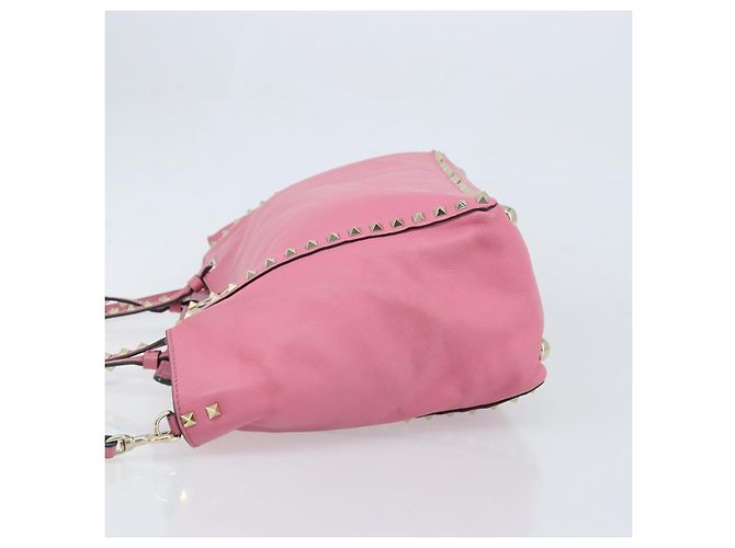 Borsa Tote Valentino Studs in pelle 2 in 1 rosa oro Auth BA10650 D'oro - vista 4