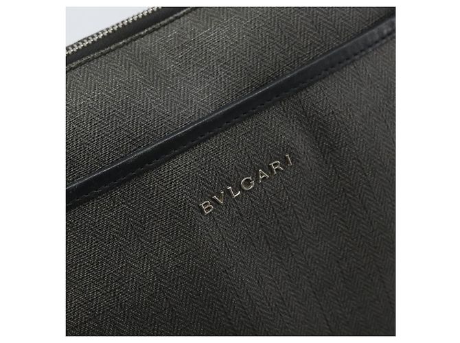 Bulgari BVLGARI Schultertasche aus PVC-Leder Grau Silber Authentisch 170273 Braun - Ansicht 17