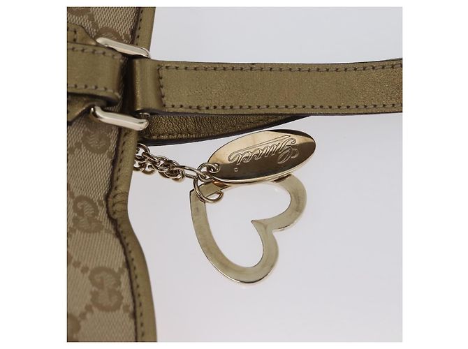 Gucci Borsa Tote GG in Canvas Beige Oro 137396 Auth fm5086 D'oro - vista 15