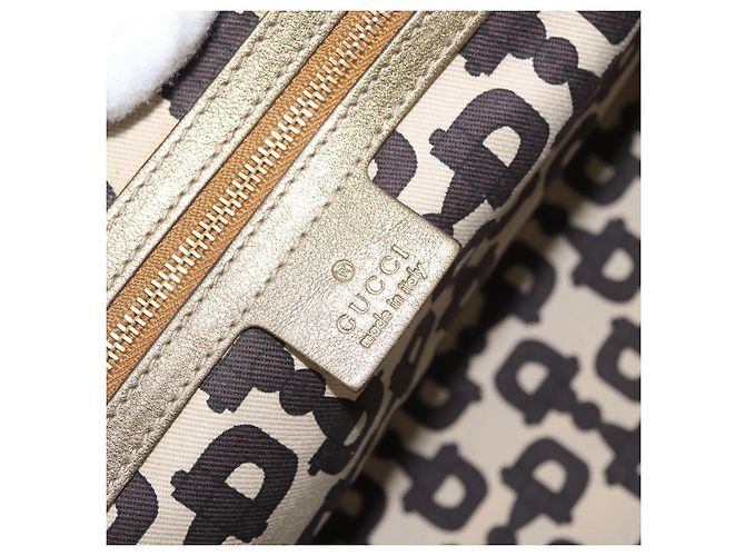 Gucci Borsa Tote GG in Canvas Beige Oro 137396 Auth fm5086 D'oro - vista 16