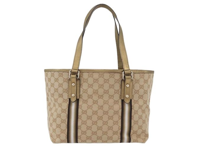 Gucci Borsa Tote GG in Canvas Beige Oro 137396 Auth fm5086 D'oro - vista 3