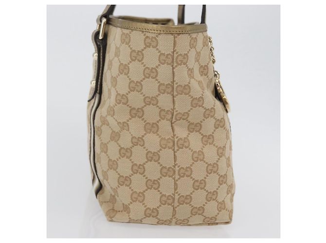 Gucci Borsa Tote GG in Canvas Beige Oro 137396 Auth fm5086 D'oro - vista 6