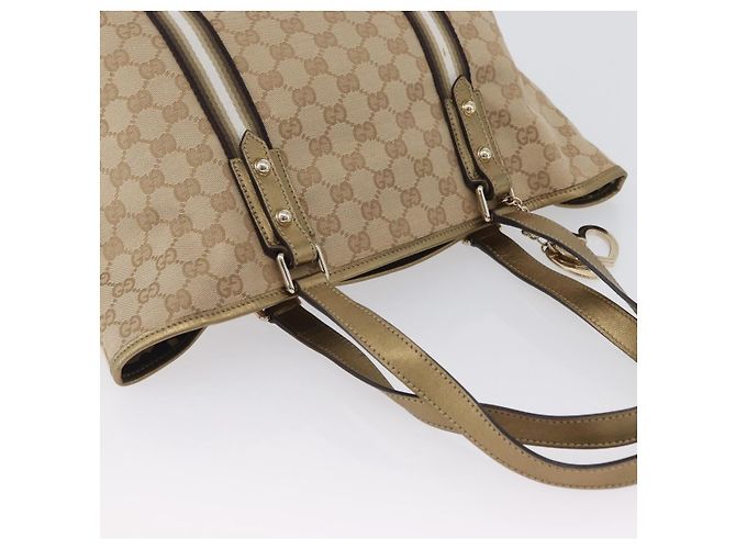 Gucci Borsa Tote GG in Canvas Beige Oro 137396 Auth fm5086 D'oro - vista 7